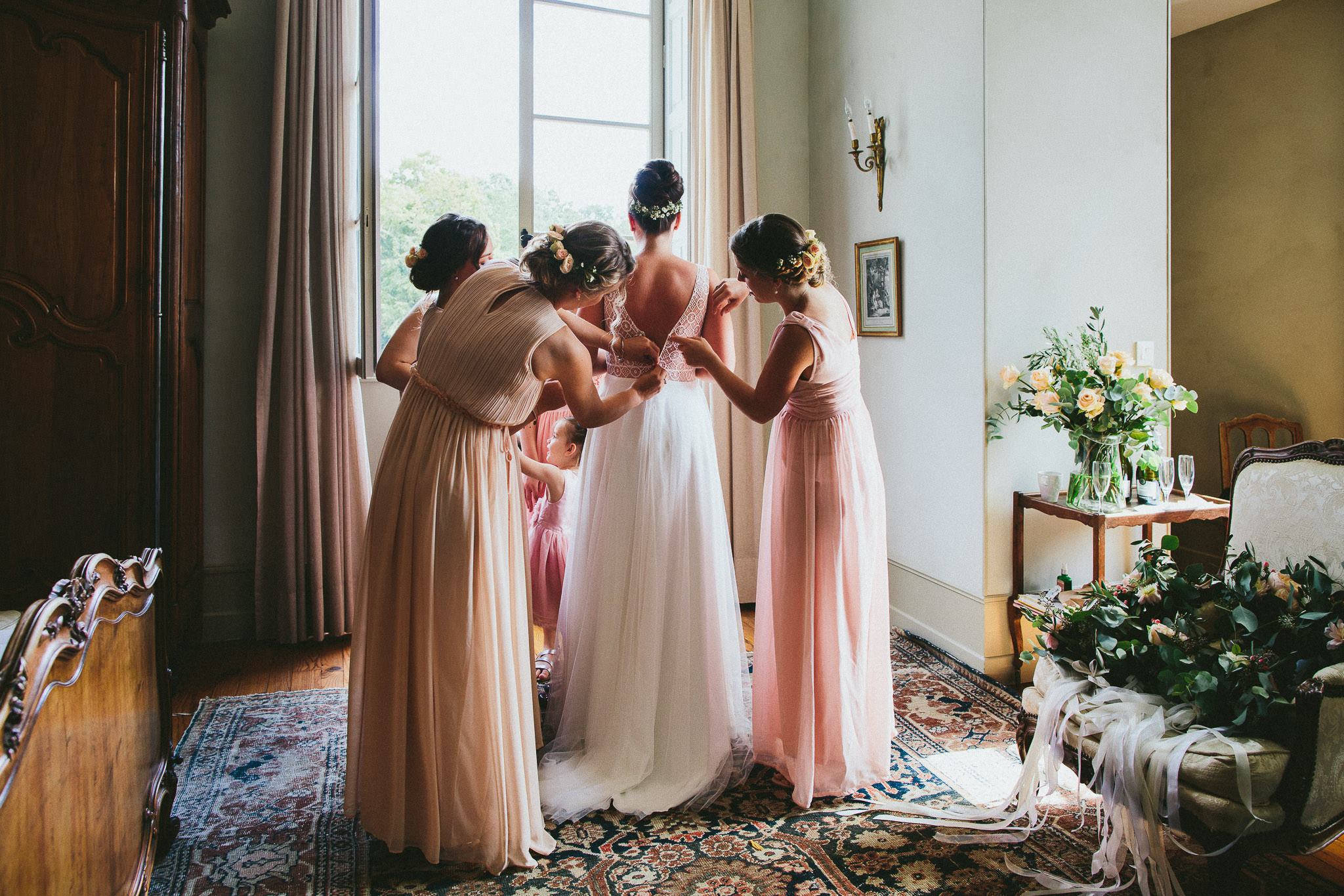 French British wedding bride and bridemaids