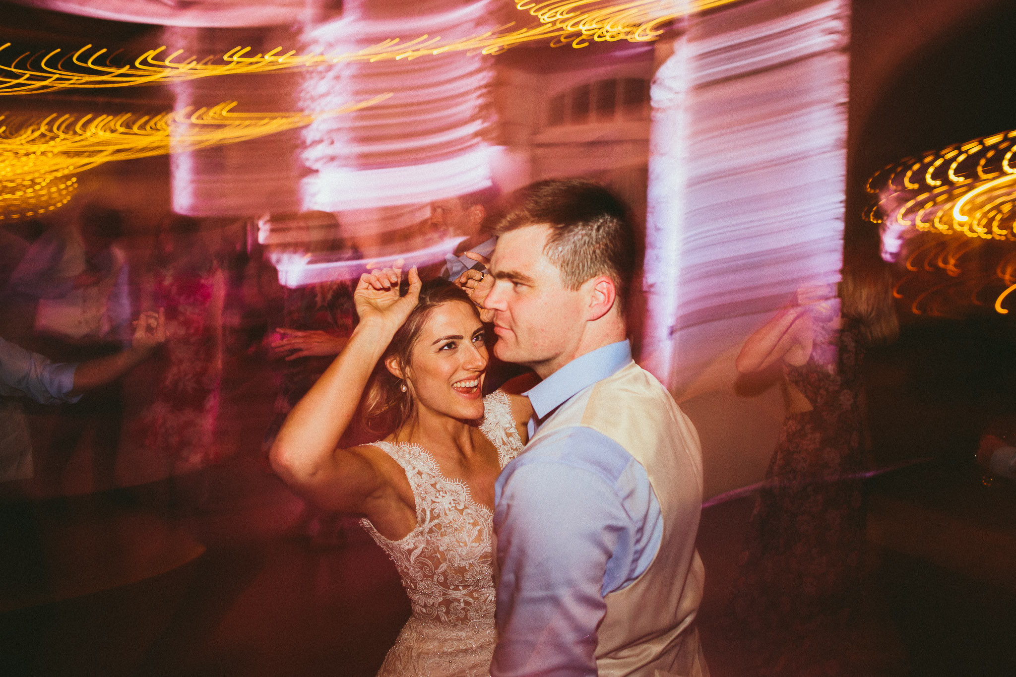 groom and bride dance floor fun