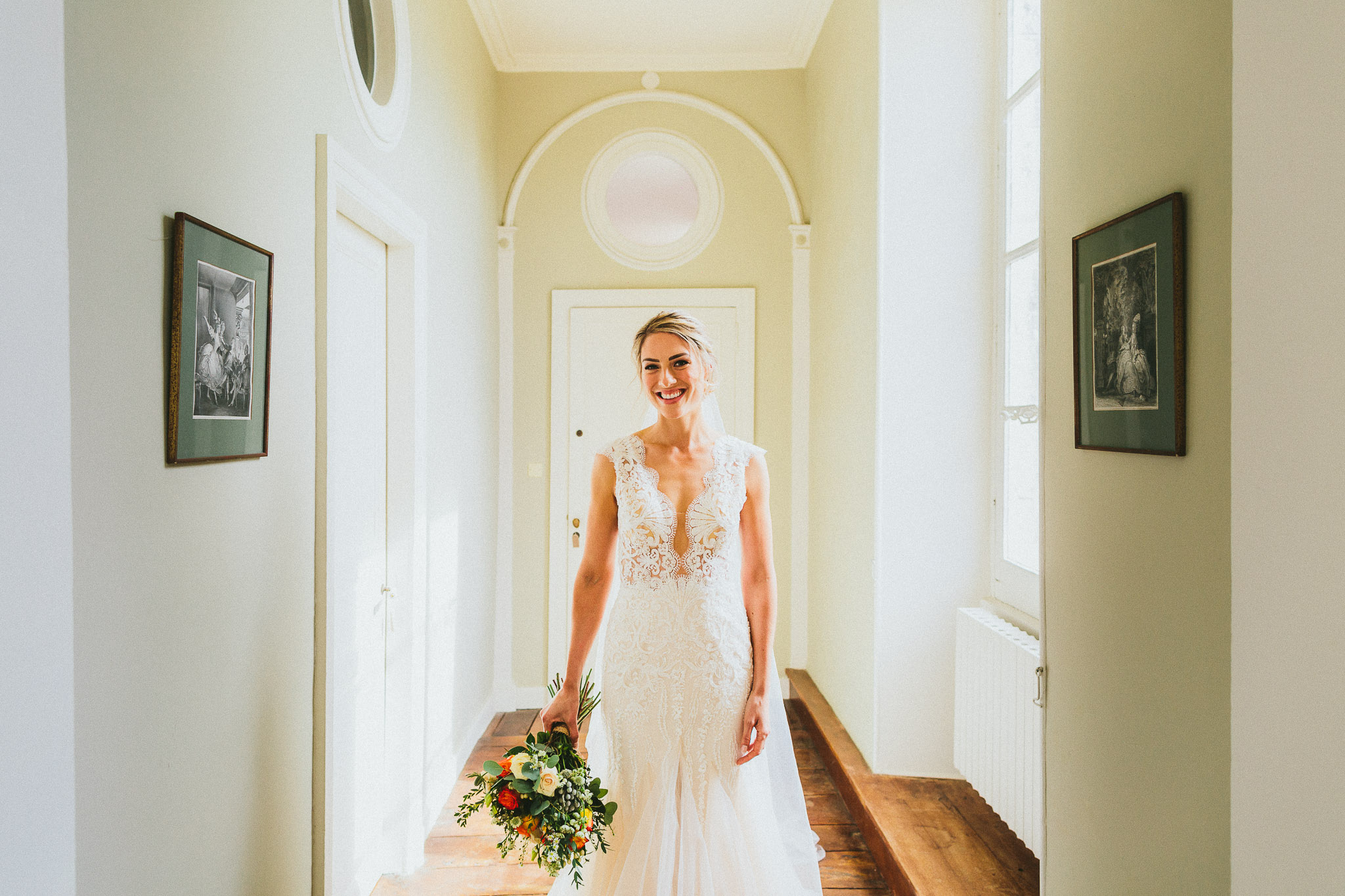 French destination wedding beautiful happy bride portrait