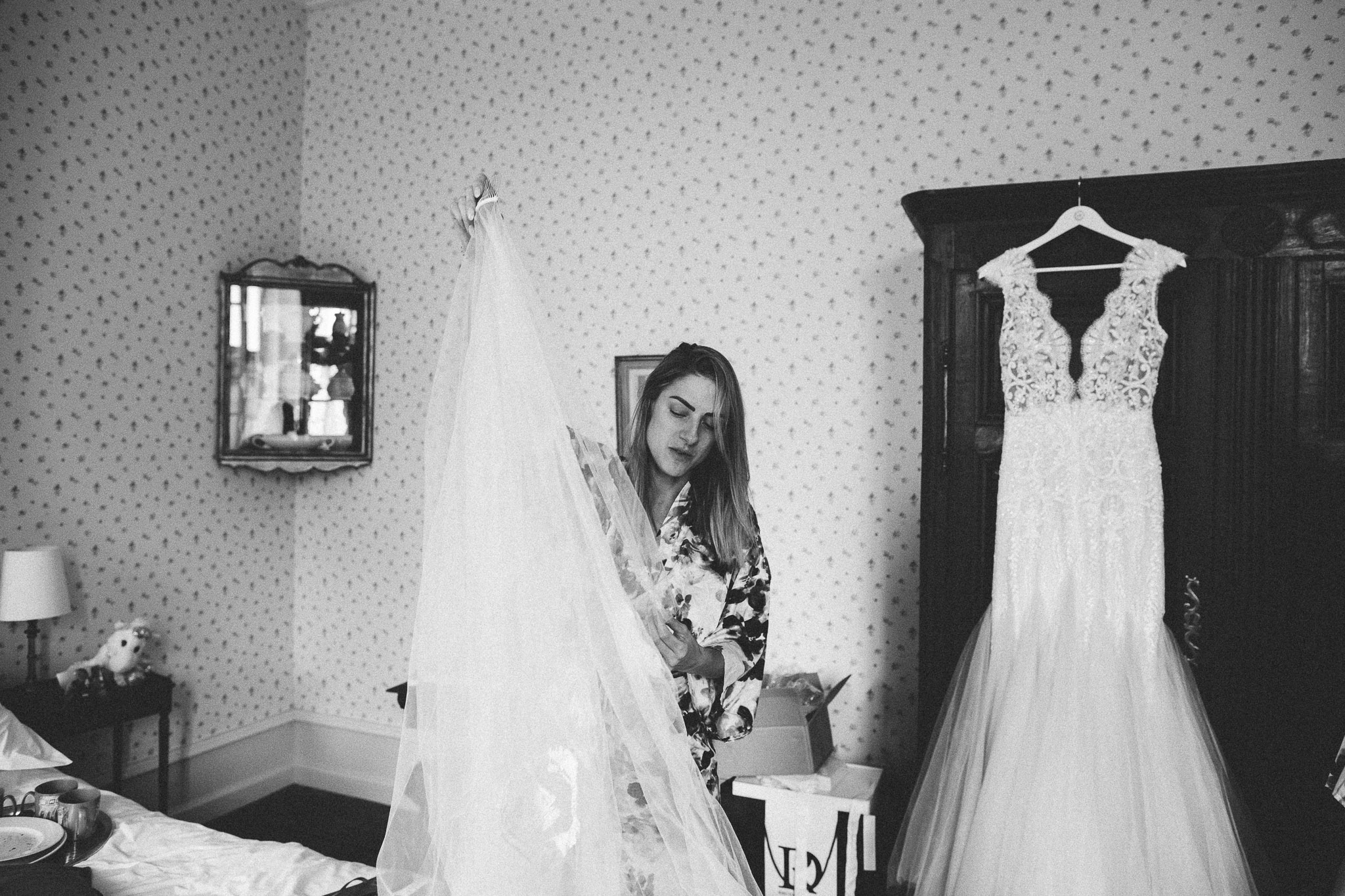 Bride and her wedding veil