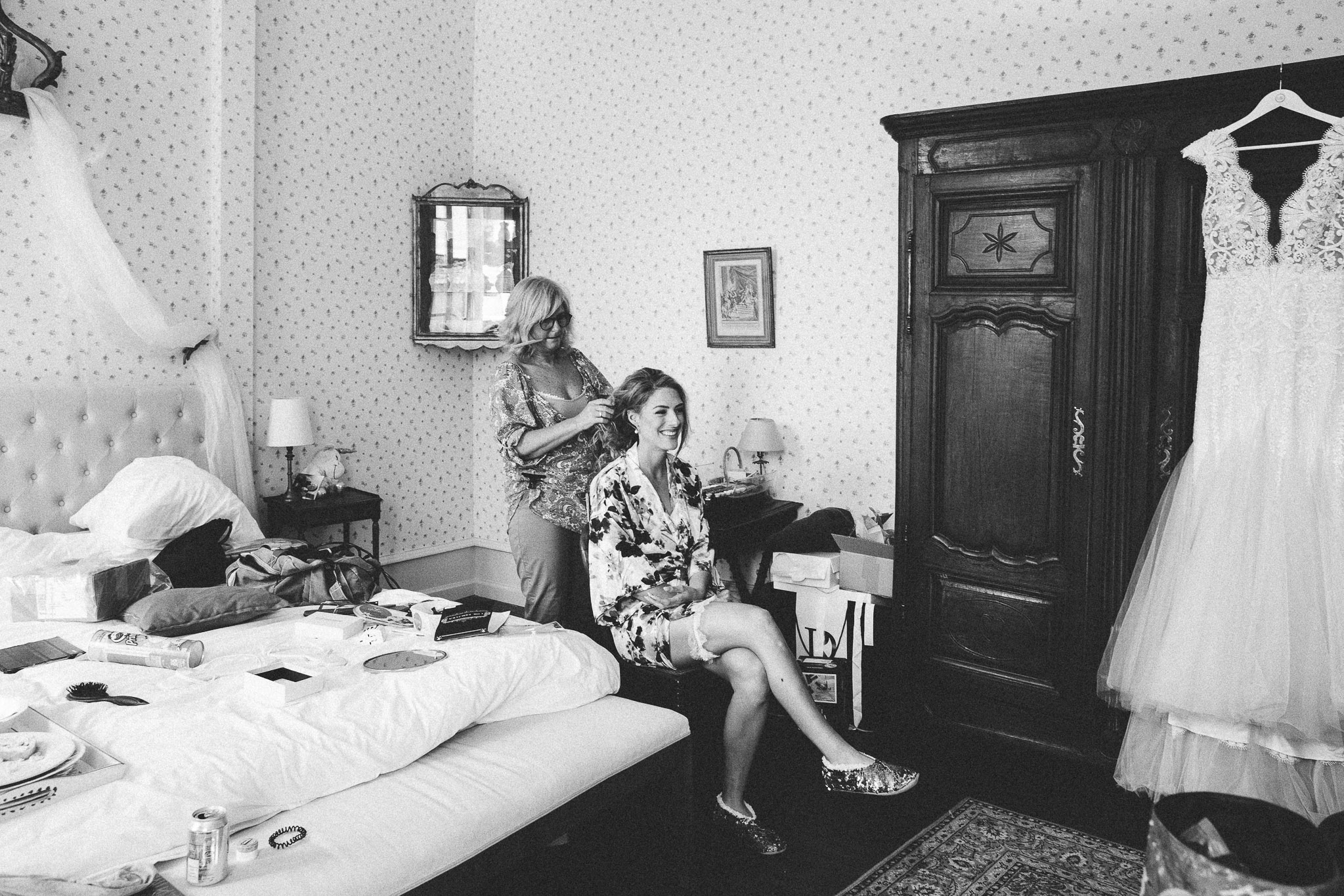 hairdresser and bride