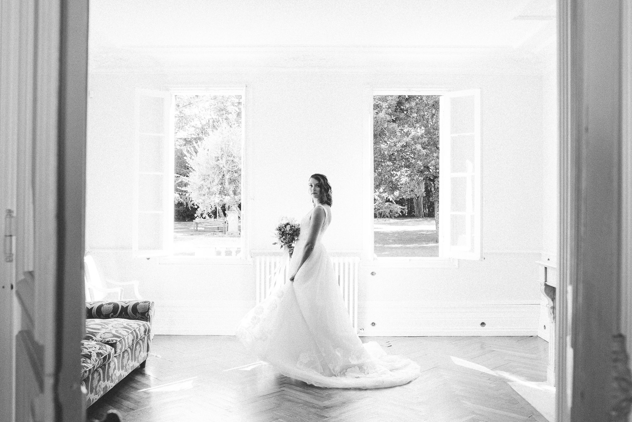 portrait photo of bride in her dress