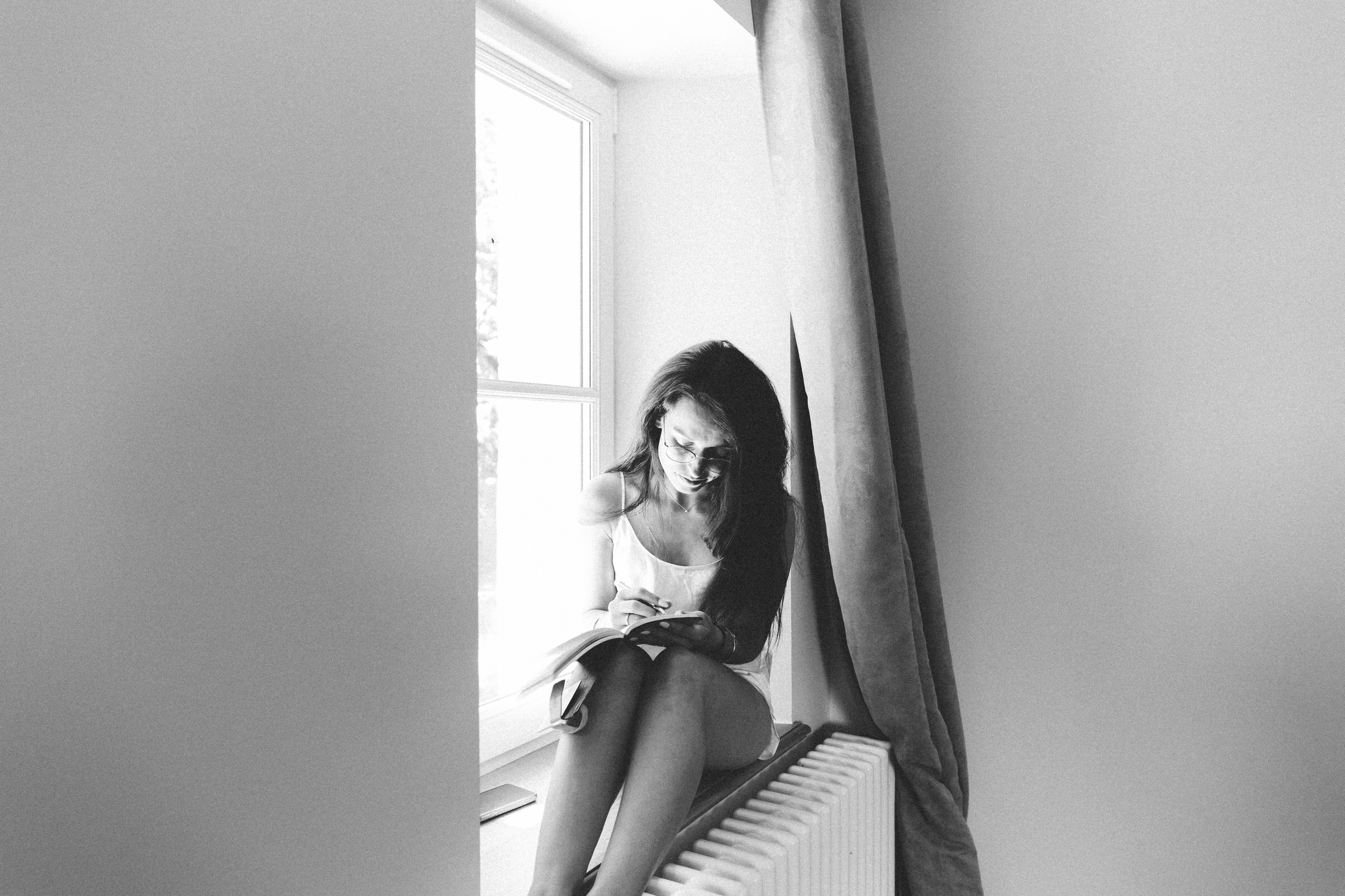 bride window-seal writing vows Classy french wedding