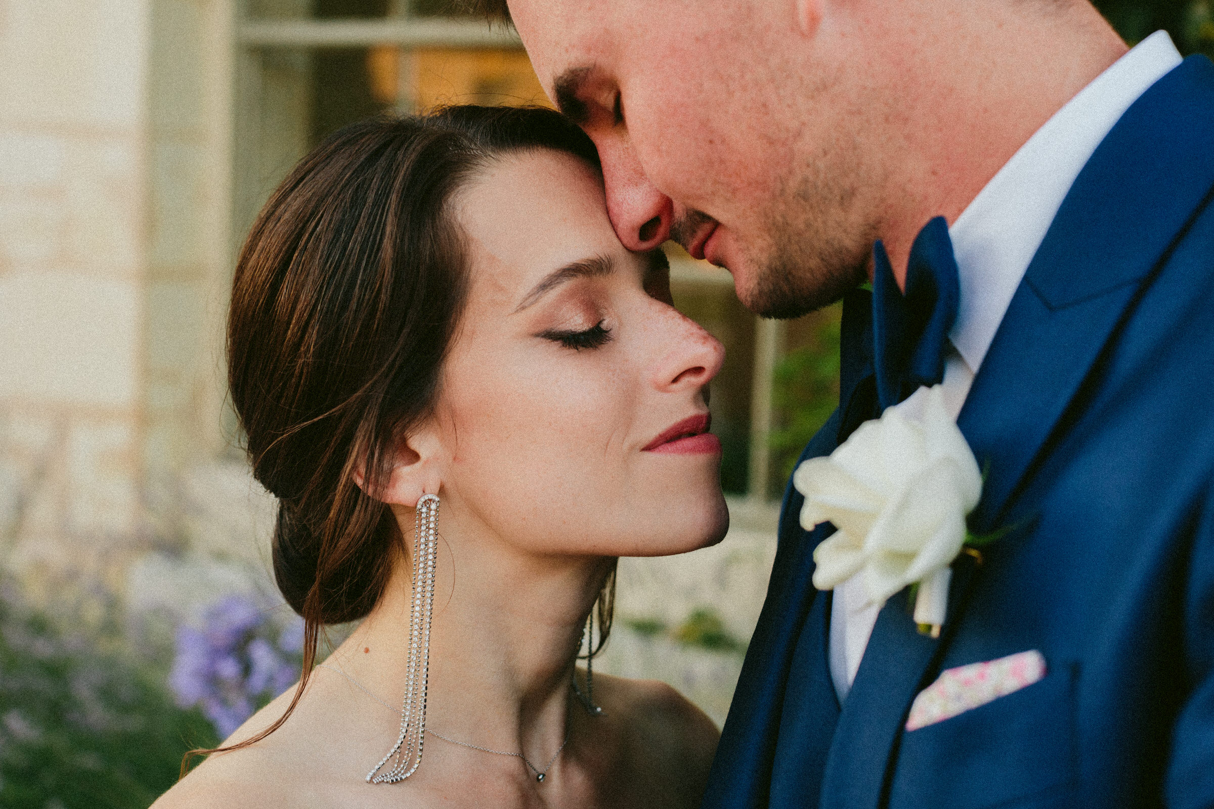 bride and groom close together Classy french wedding