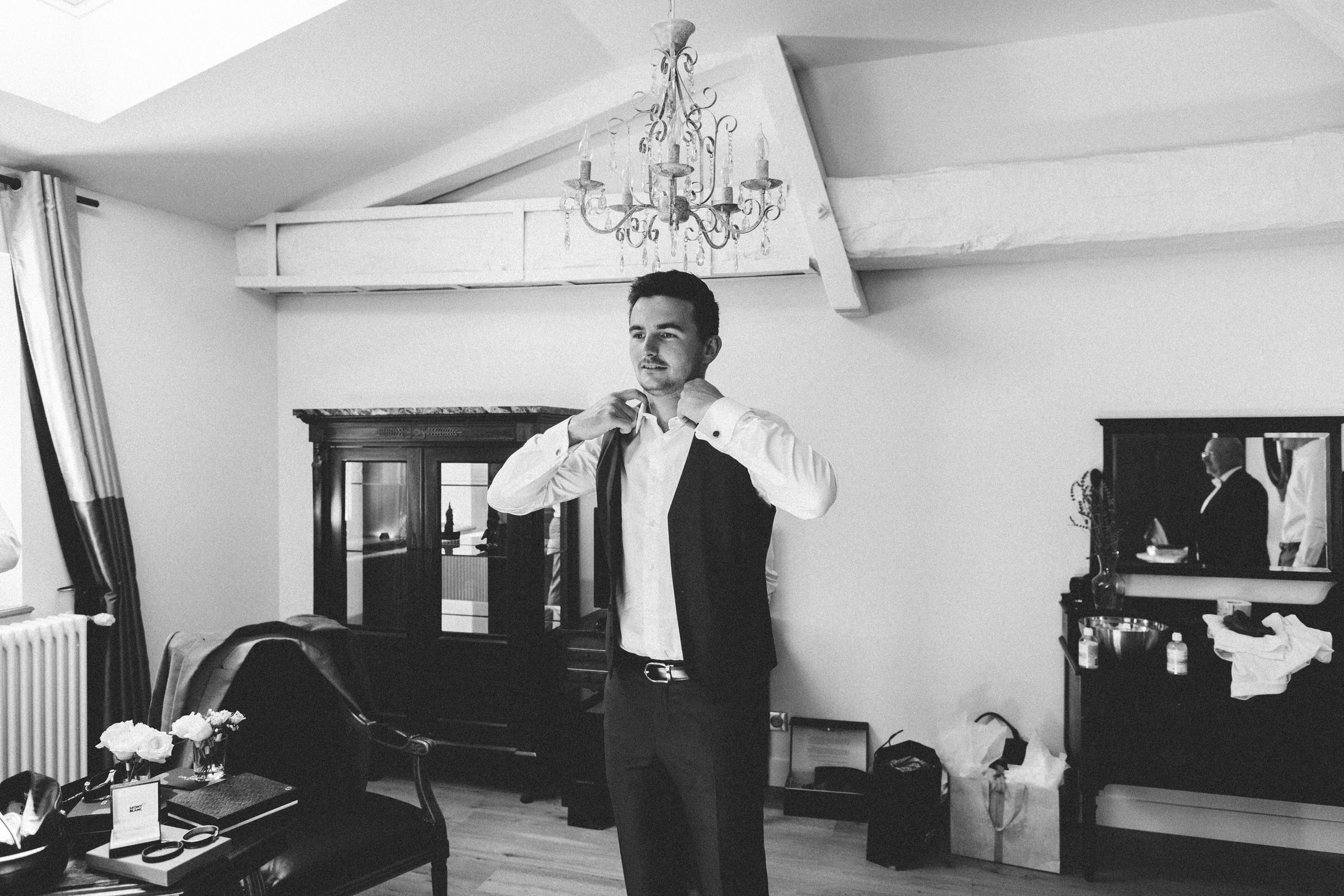 groom getting ready Classy french wedding
