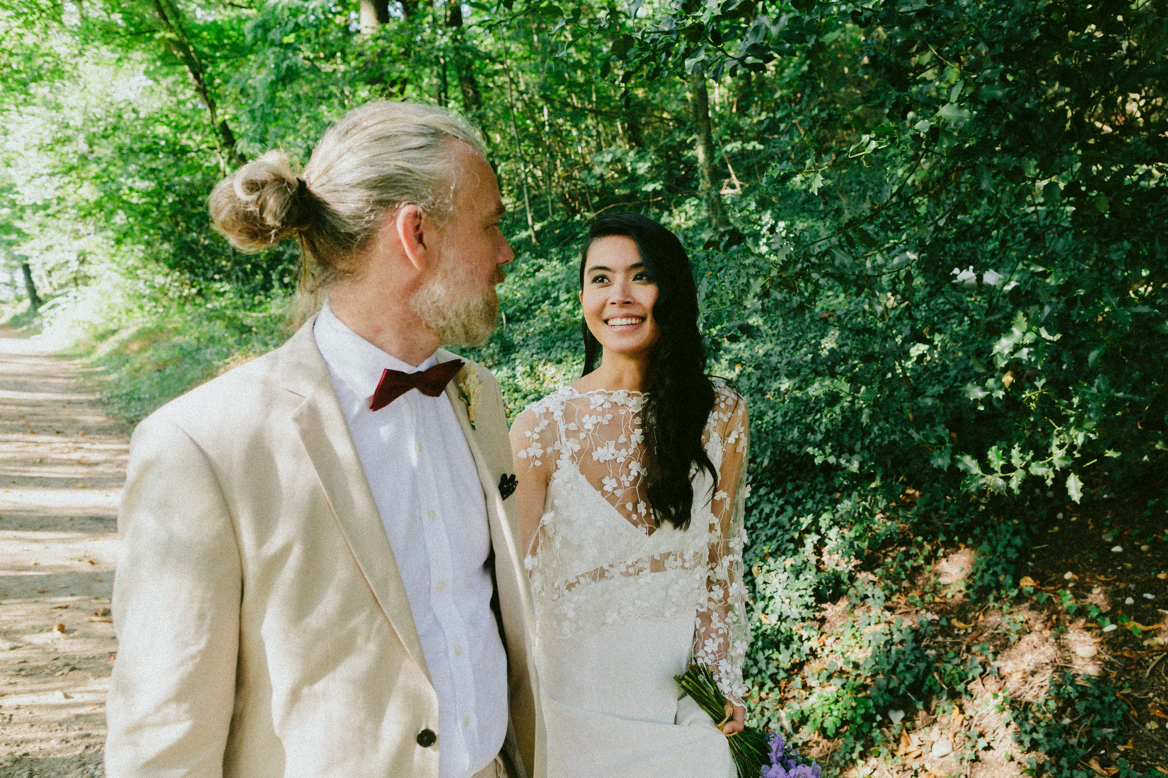 Bride and groom walking French Domain Wedding
