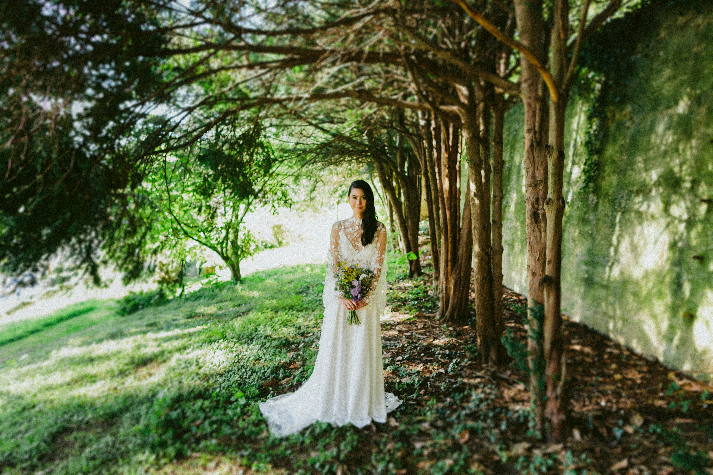 Portrait session bride woods French Domain Wedding
