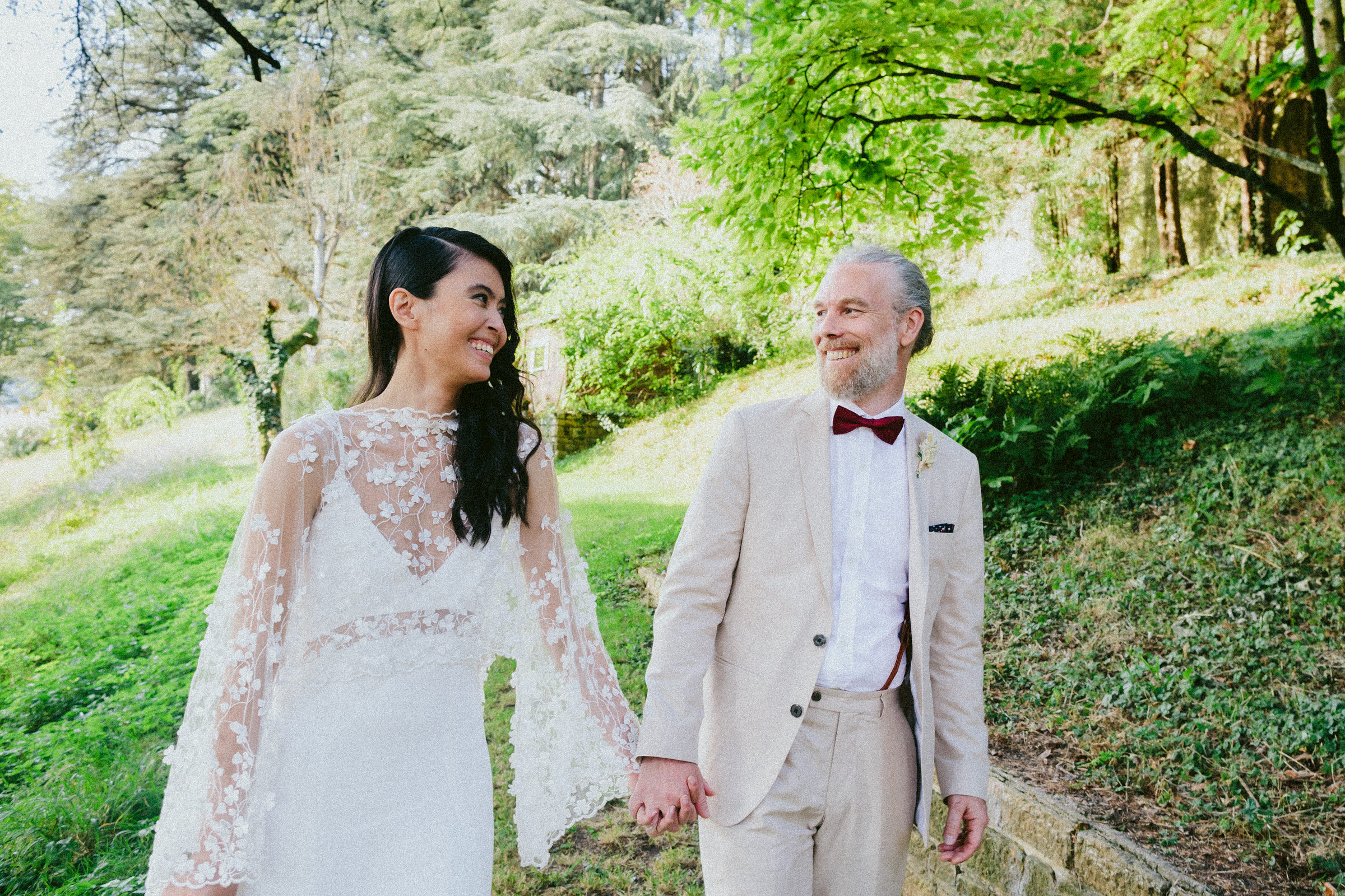 smelling bride and groom French Domain Wedding