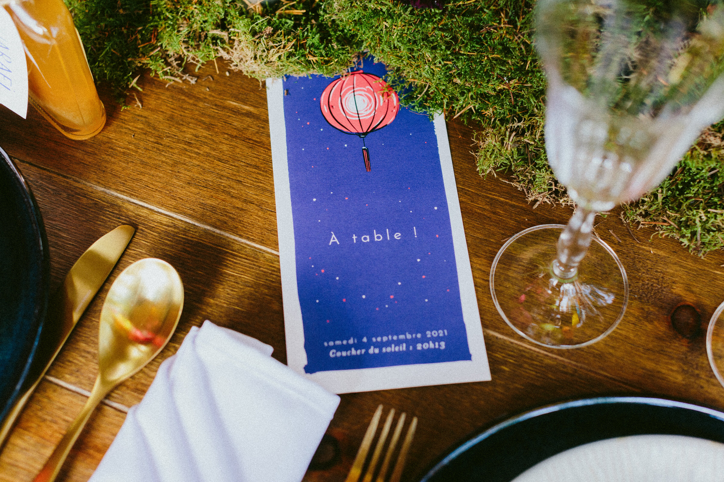 Dinner menu French Domain Wedding