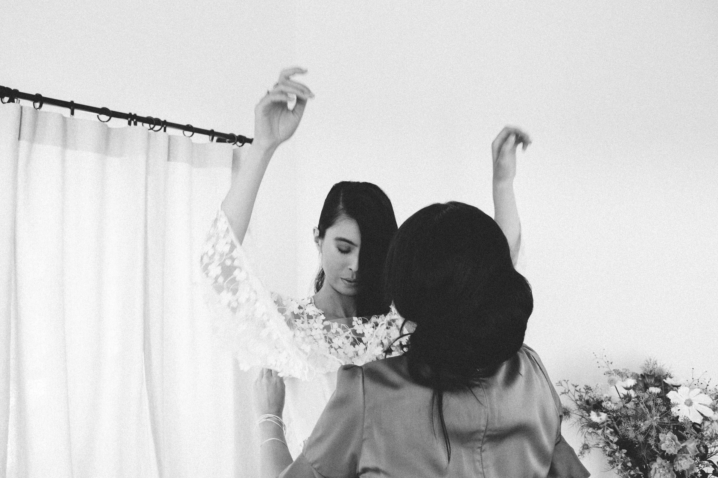 bride getting ready French Domain Wedding