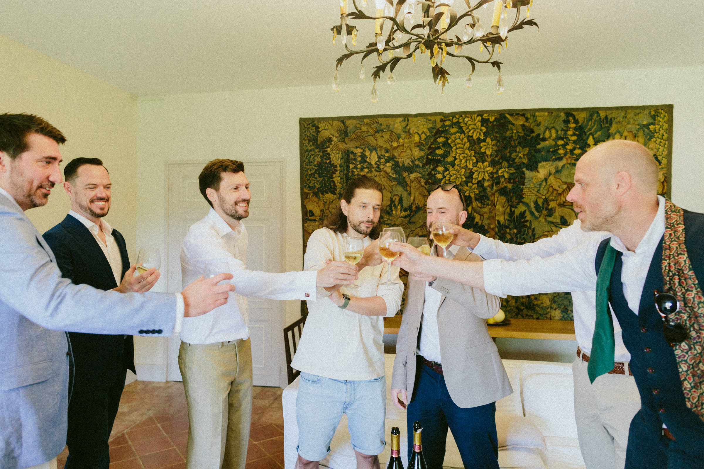groomsman toast France village wedding