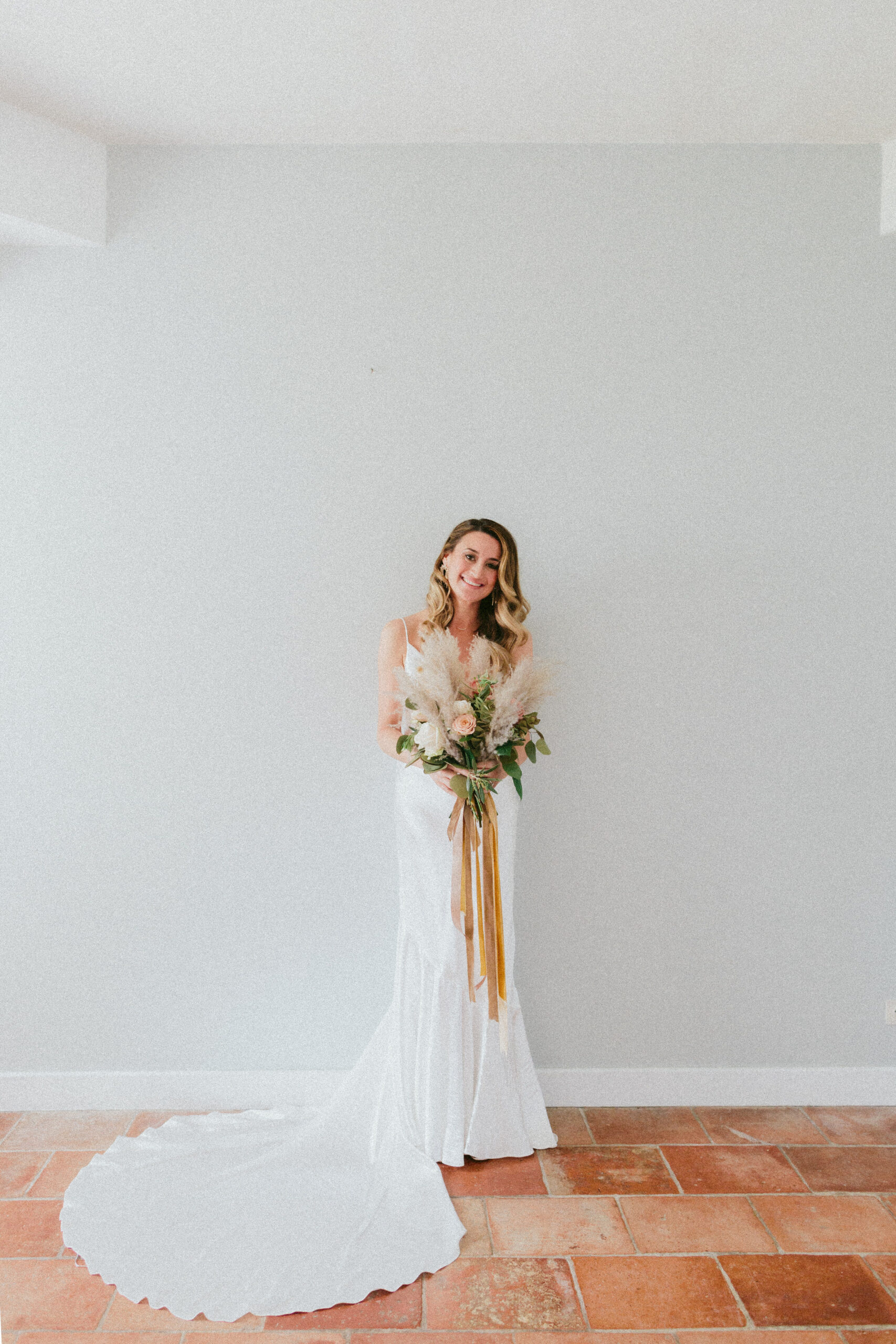 happy brides portrait France Village wedding