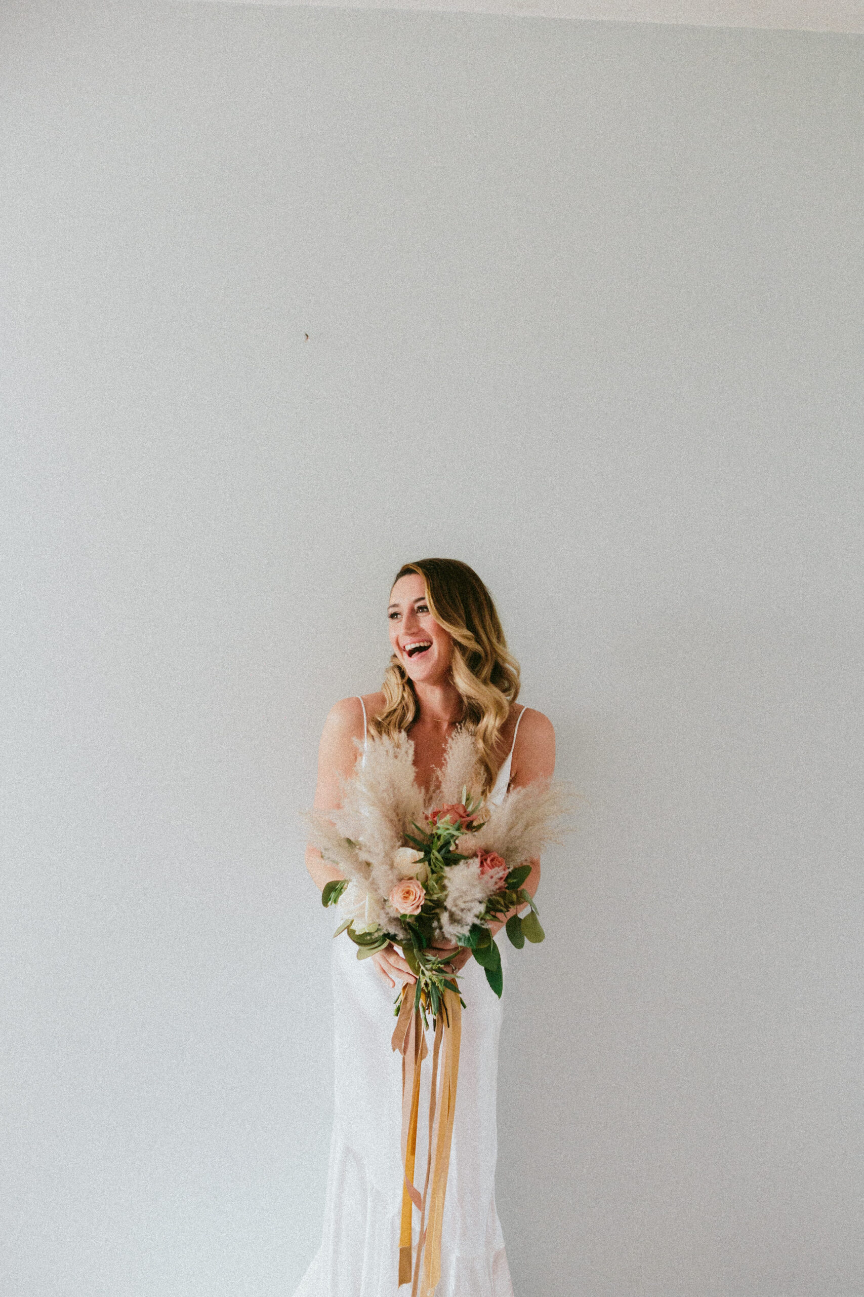 happy bride portraits France Village wedding