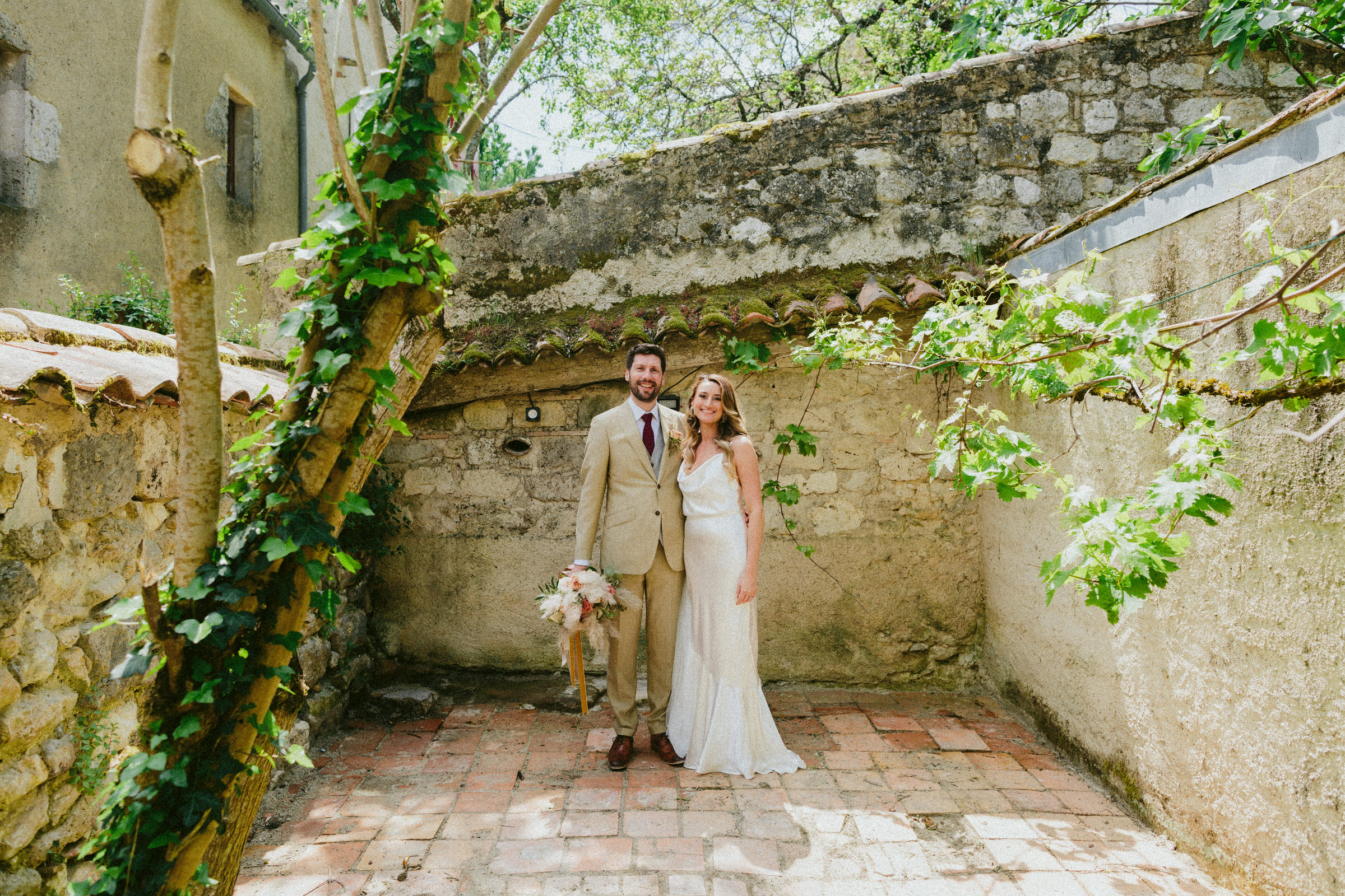bride and groom photoshoot France Village wedding