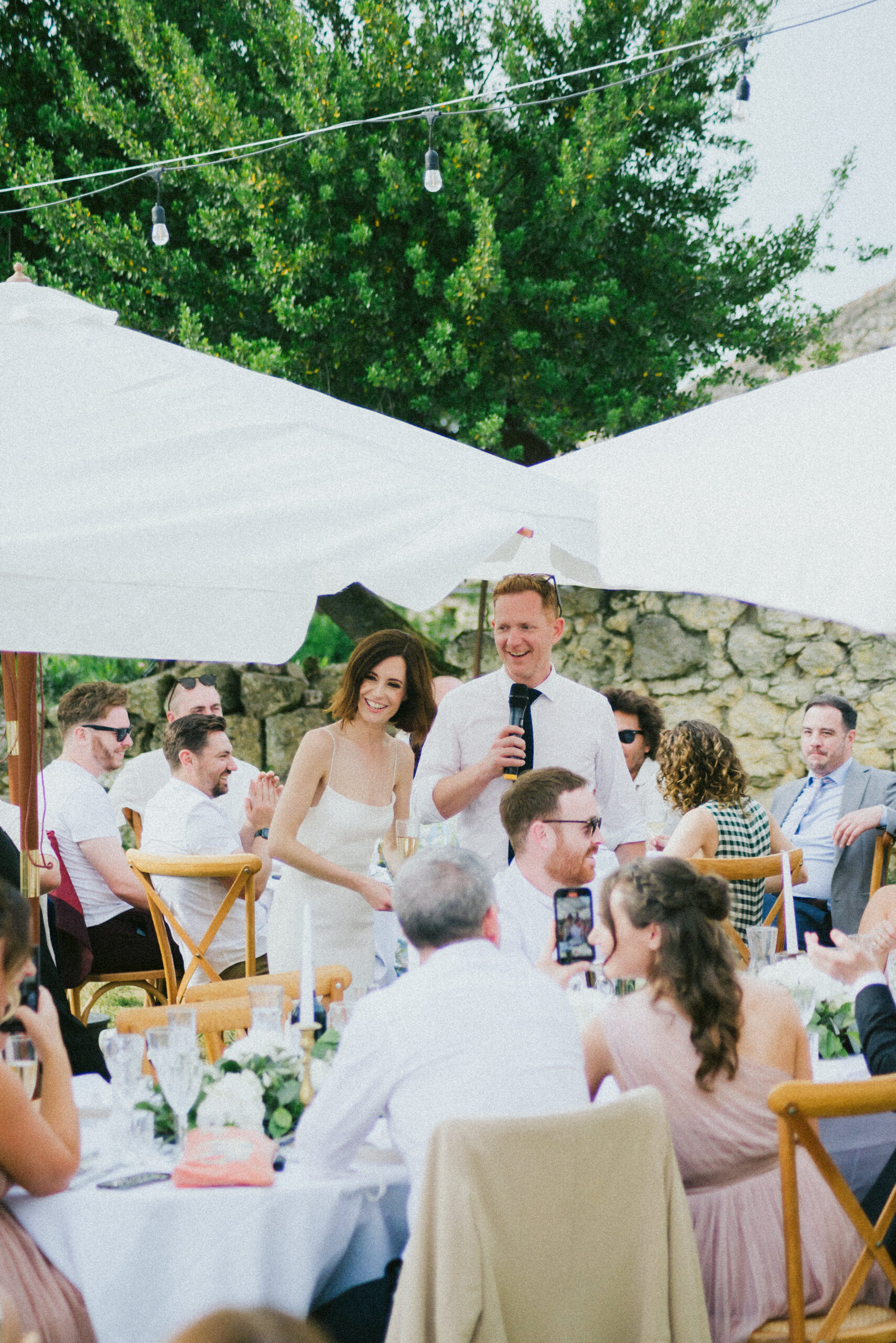 speech bride and groom Castelnau des Fieumarcon french village wedding