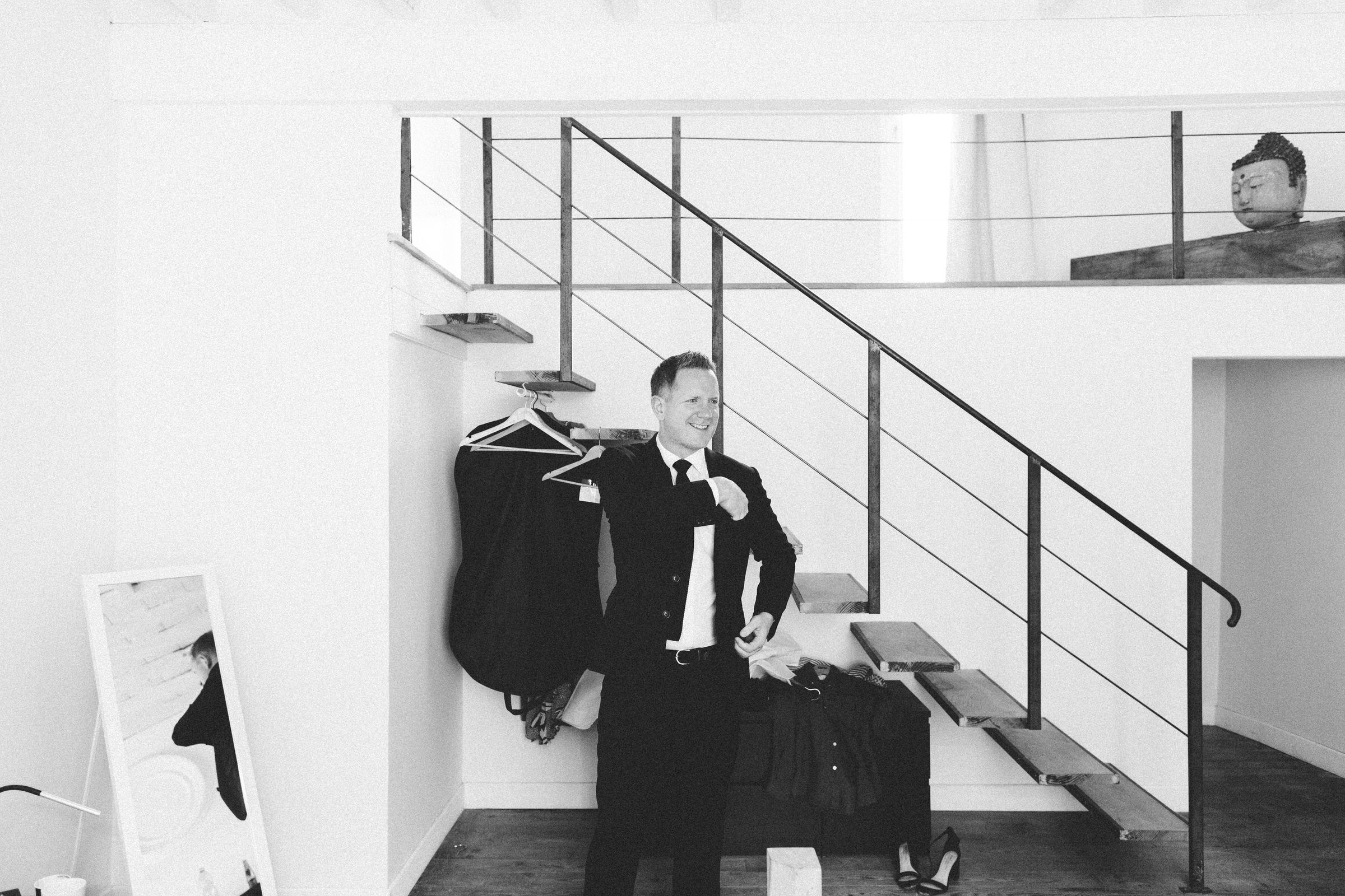 groom getting ready Castelnau des Fieumarcon french village wedding