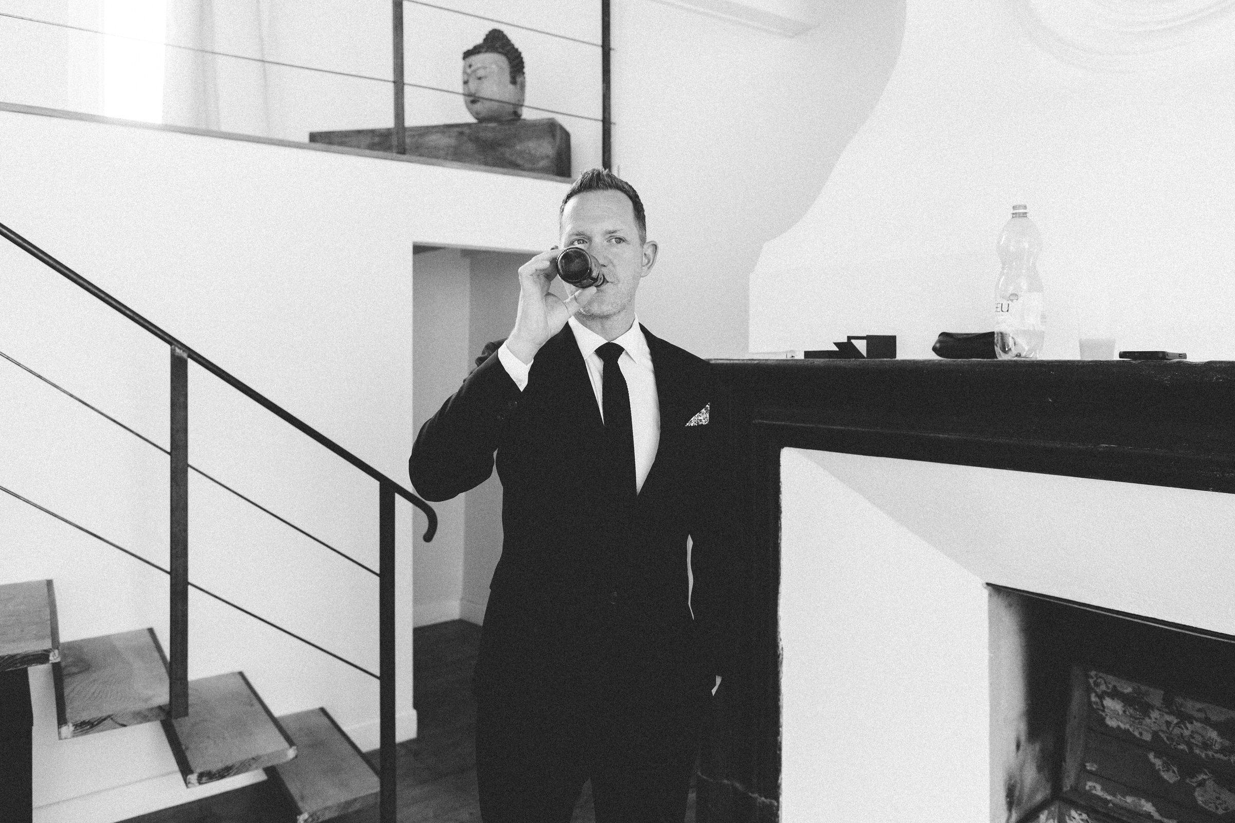 beer groom Castelnau des Fieumarcon french village wedding