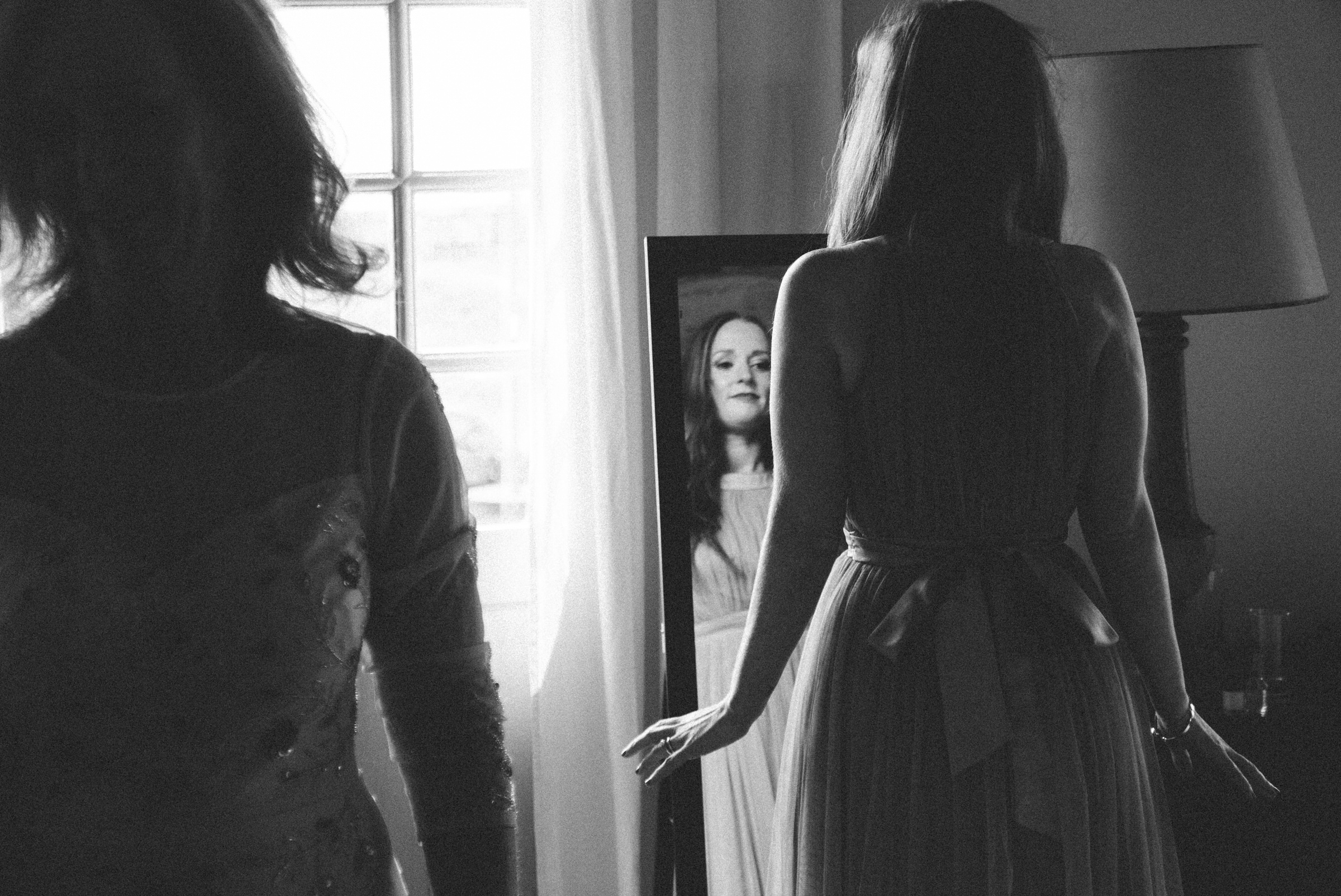 bridesmaid mirror reflection Castelnau des Fieumarcon french village wedding