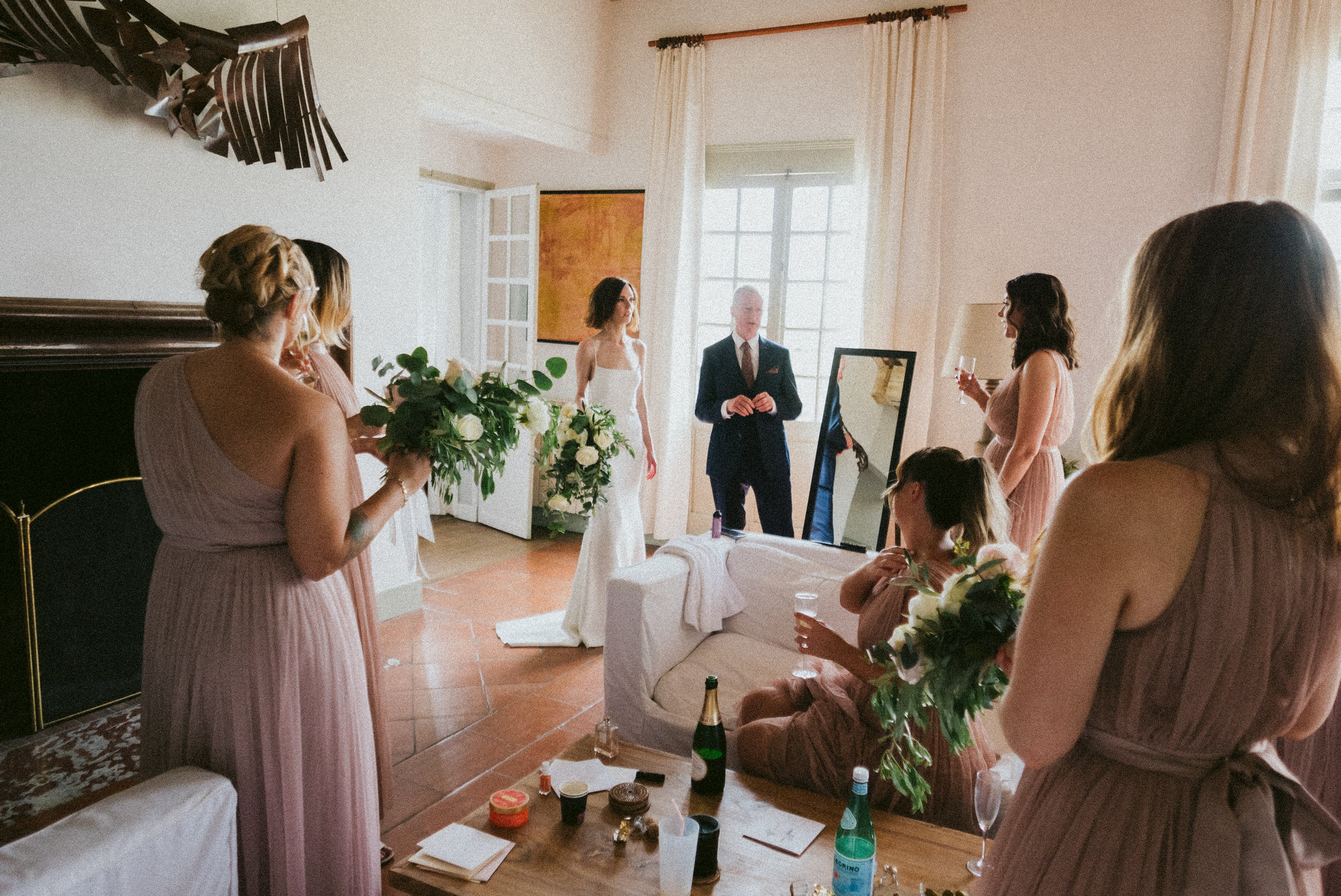bridal party Castelnau des Fieumarcon french village wedding