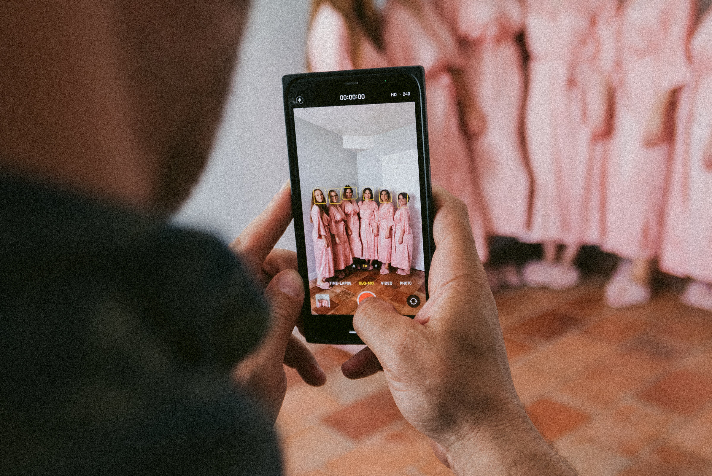 iPhone photo bridesmaid Castelnau des Fieumarcon french village wedding