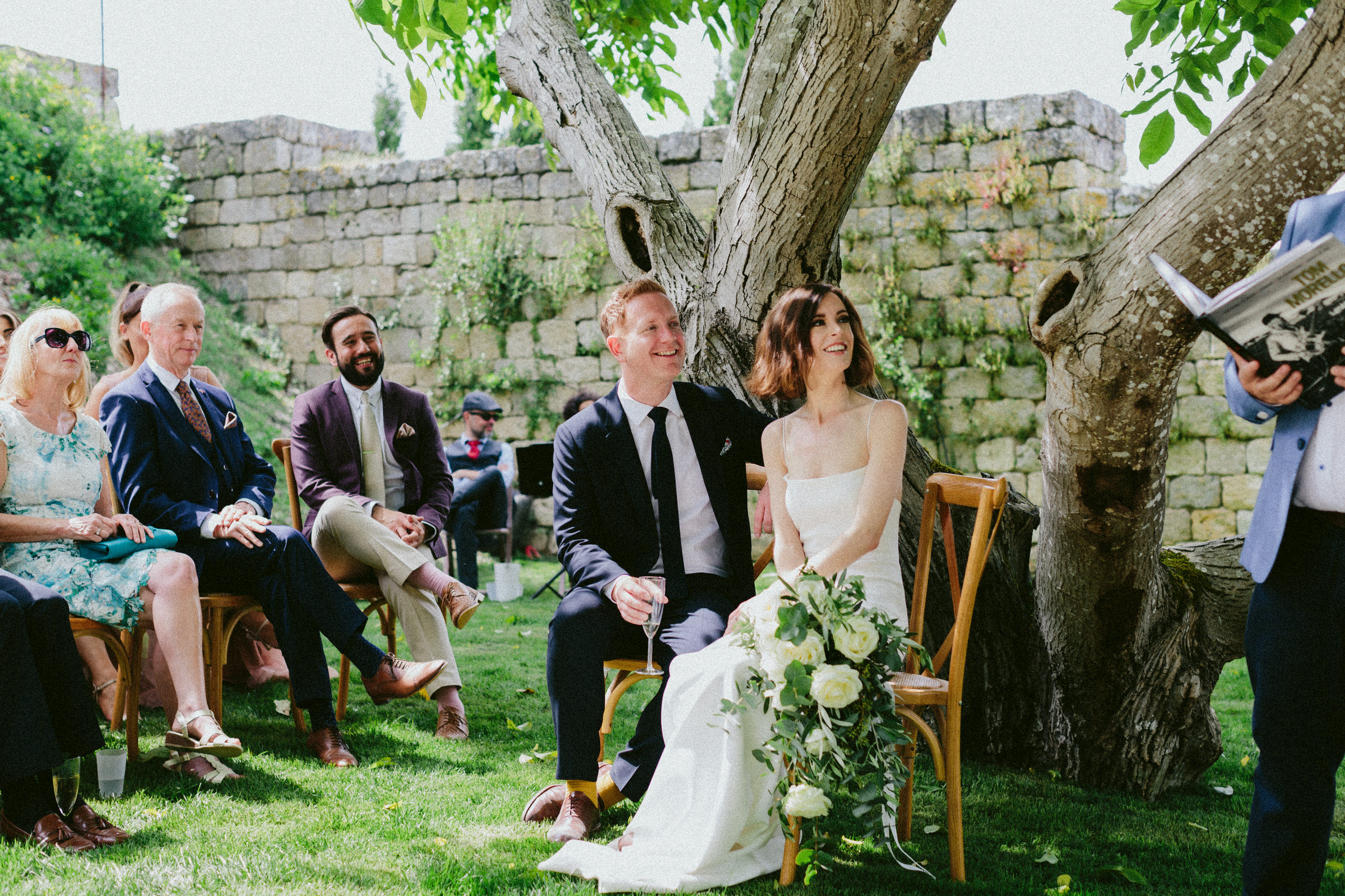 bride and groom wedding ceremony Castelnau des Fieumarcon french village wedding